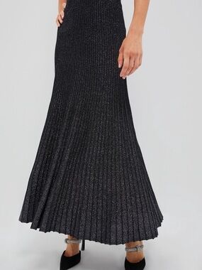 Tuckernuck Shimmering Black Pleated Maxi Skirt